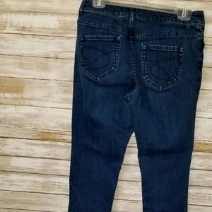 Chico's platinum, size 0 short. Dark wash, straight leg jeans.